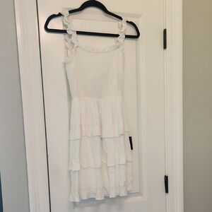 Charming White Ruffled Kids Dress